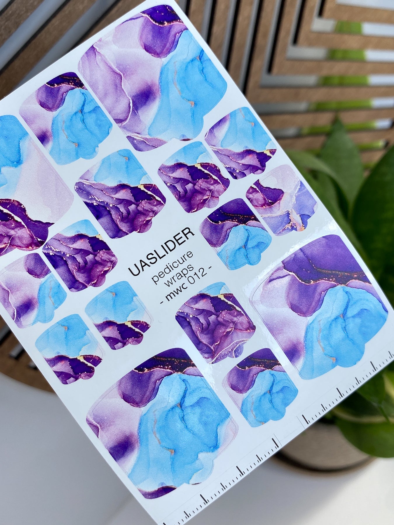 Marble Pedicure Nail Wraps — Blue & Violet Watercolor | MWC-012 - UASLIDER