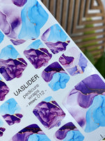 Marble Pedicure Nail Wraps — Blue & Violet Watercolor | MWC-012 - UASLIDER