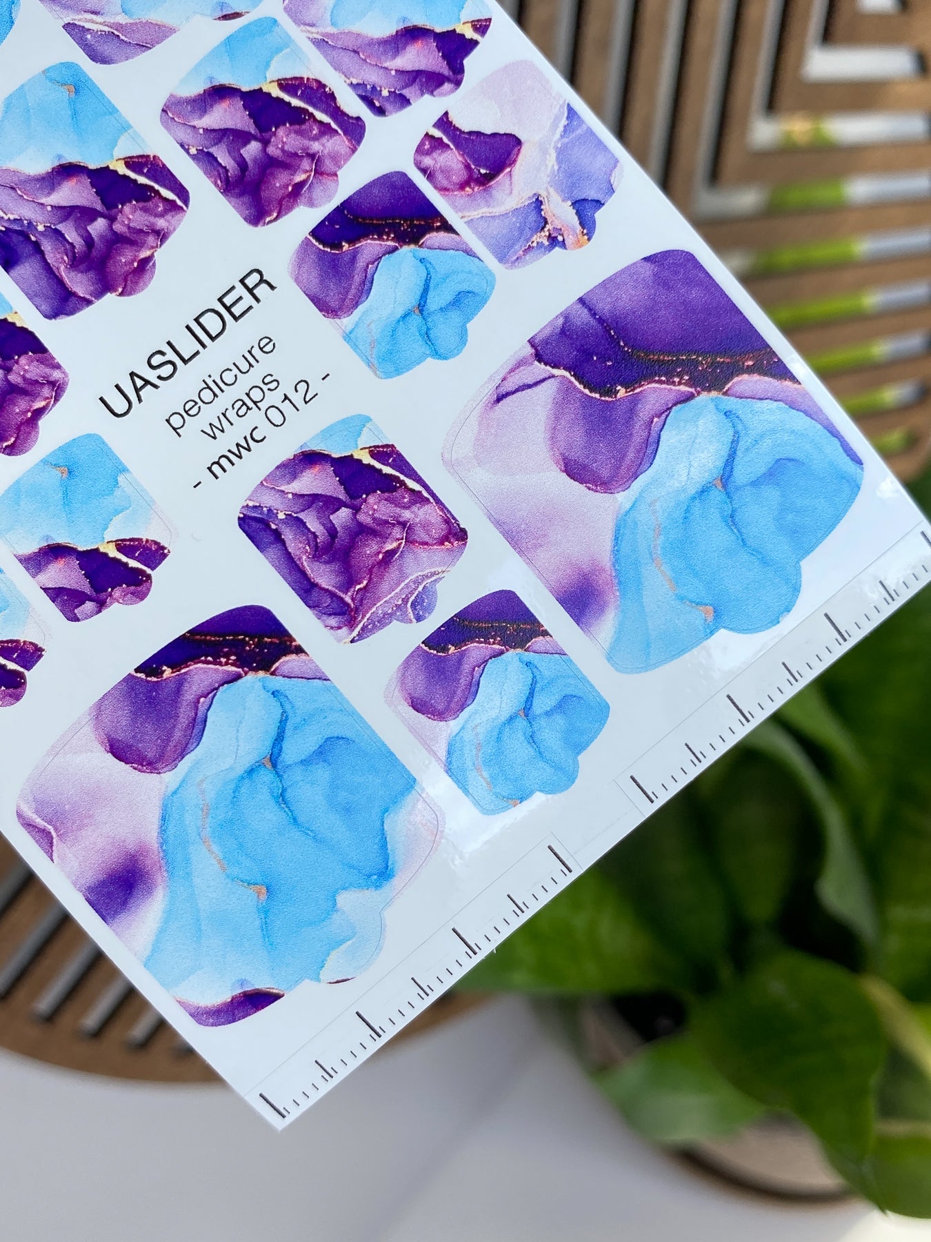 Marble Pedicure Nail Wraps — Blue & Violet Watercolor | MWC-012 - UASLIDER