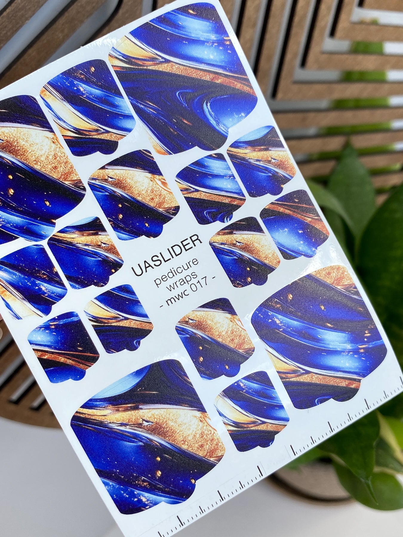 Marble Pedicure Nail Wraps — Cobalt Blue & Bronze Swirl | MWC-017 - UASLIDER