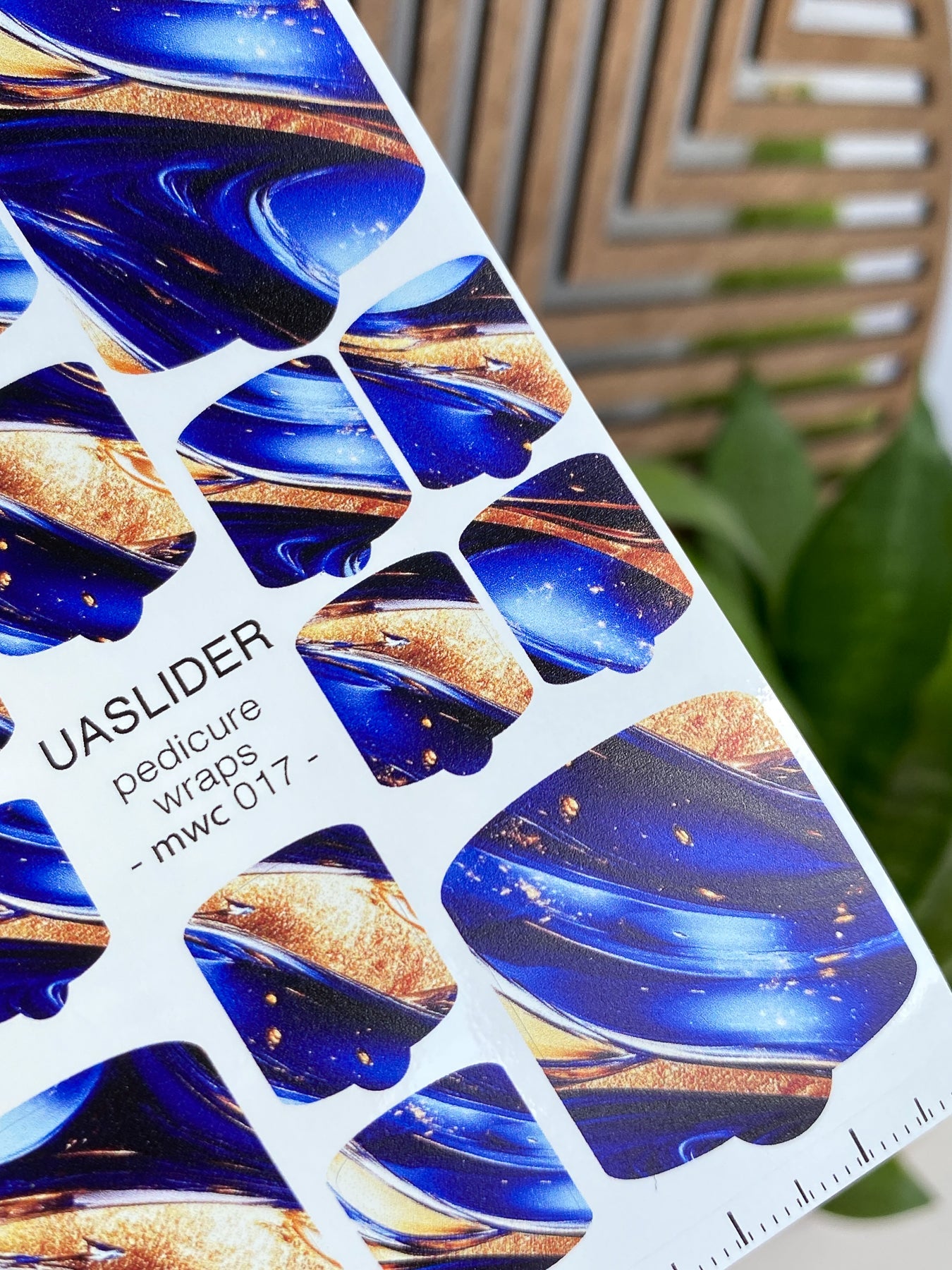 Marble Pedicure Nail Wraps — Cobalt Blue & Bronze Swirl | MWC-017 - UASLIDER