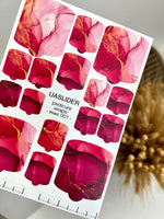 Marble Pedicure Nail Wraps — Crimson & Berry Ink Art | MWC-001 - UASLIDER