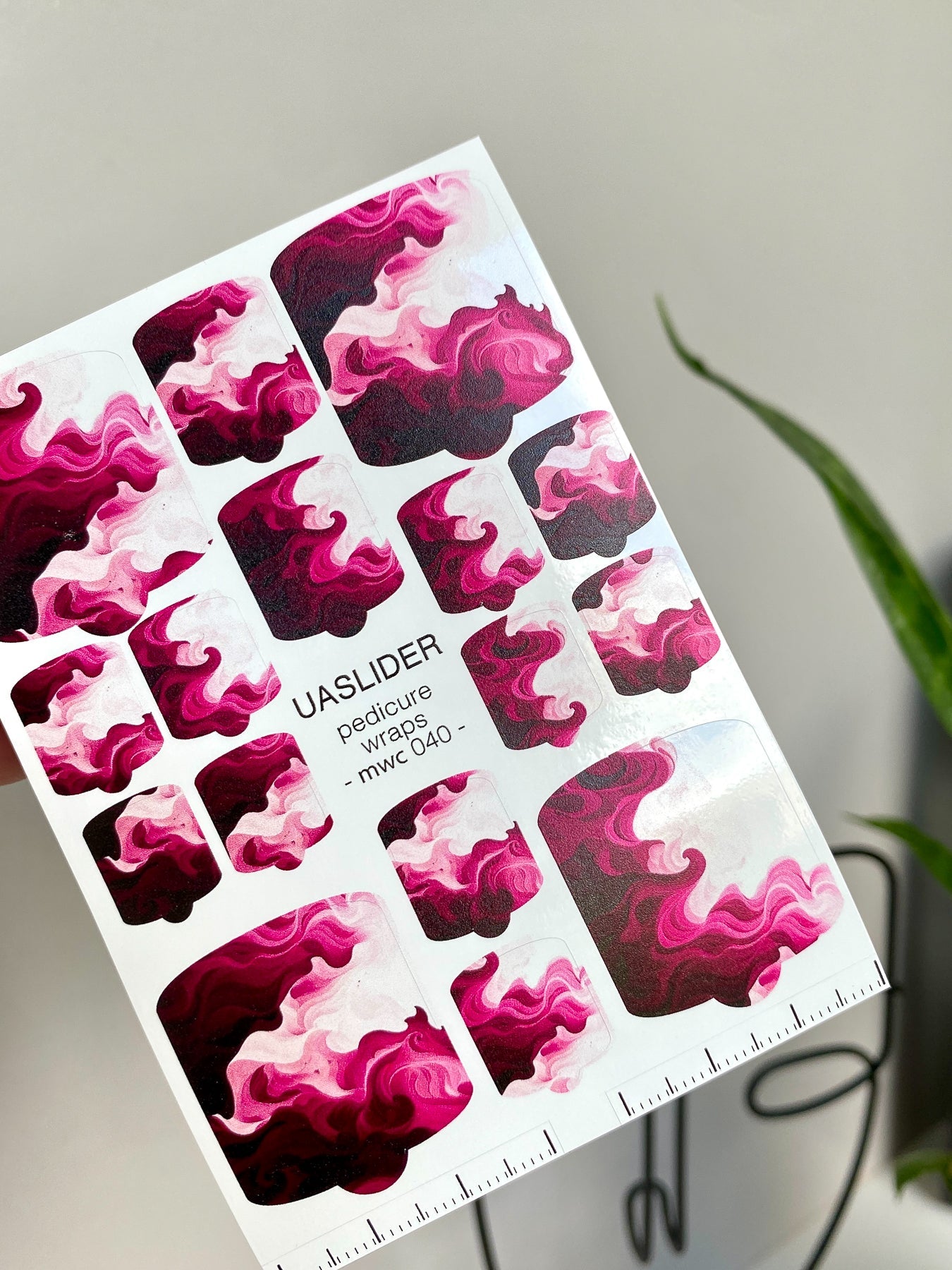 Marble Pedicure Nail Wraps — Crimson & Pink Swirl | MWC-040 - UASLIDER