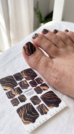 Marble Pedicure Nail Wraps — Dark Brown & Gold Foil | MWF-003 - UASLIDER