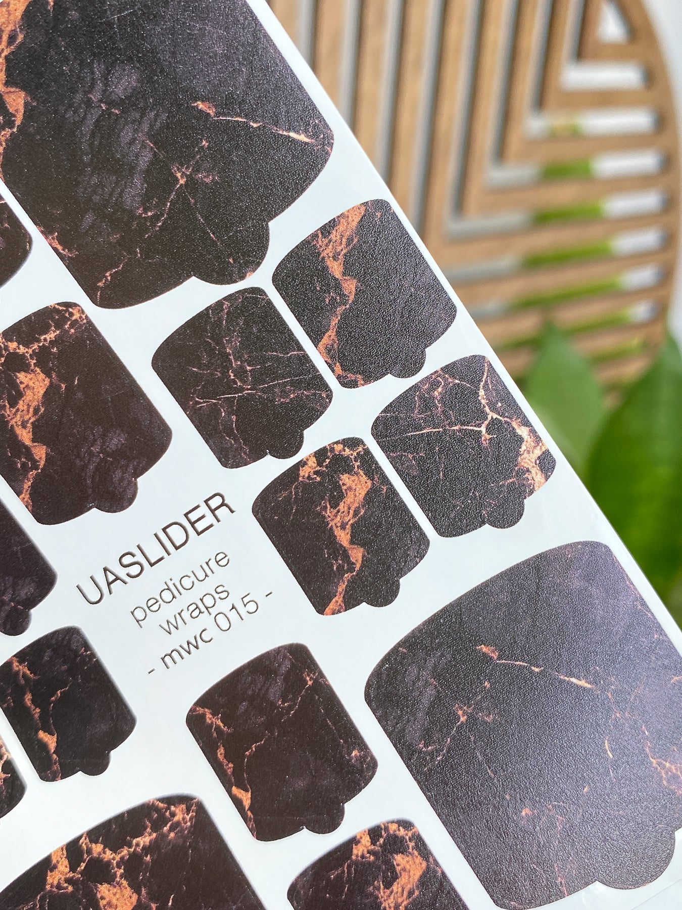 Marble Pedicure Nail Wraps — Dark Stone & Copper Veins | MWC-015 - UASLIDER