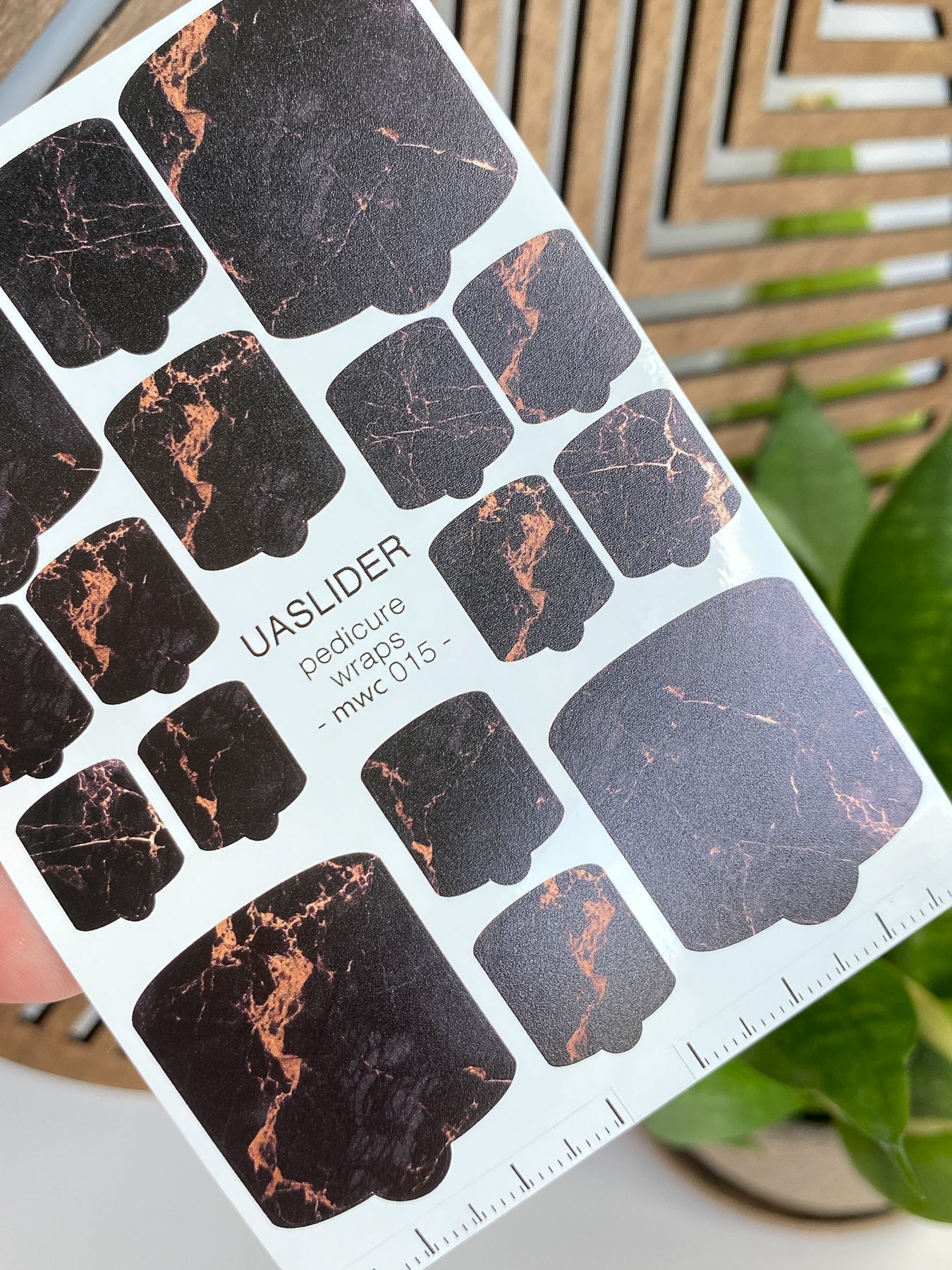 Marble Pedicure Nail Wraps — Dark Stone & Copper Veins | MWC-015 - UASLIDER
