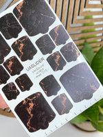 Marble Pedicure Nail Wraps — Dark Stone & Copper Veins | MWC-015 - UASLIDER