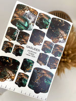 Marble Pedicure Nail Wraps — Dark Teal & Bronze Fluid Art | MWC-009 - UASLIDER