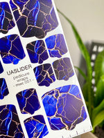 Marble Pedicure Nail Wraps — Deep Blue & Rose Gold Cracks | MWC-051 - UASLIDER