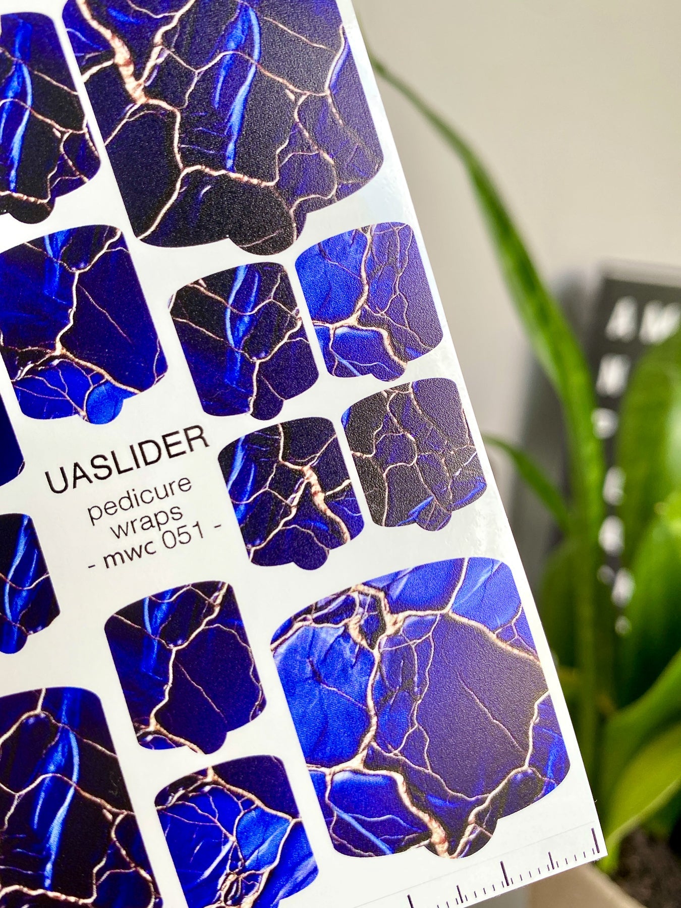 Marble Pedicure Nail Wraps — Deep Blue & Rose Gold Cracks | MWC-051 - UASLIDER