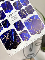 Marble Pedicure Nail Wraps — Deep Blue & Rose Gold Cracks | MWC-051 - UASLIDER