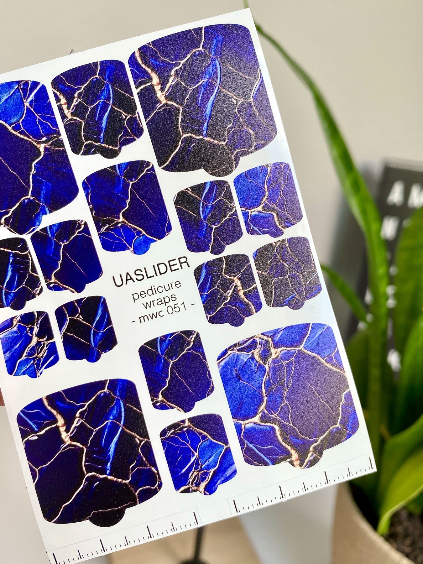 Marble Pedicure Nail Wraps — Deep Blue & Rose Gold Cracks | MWC-051 - UASLIDER