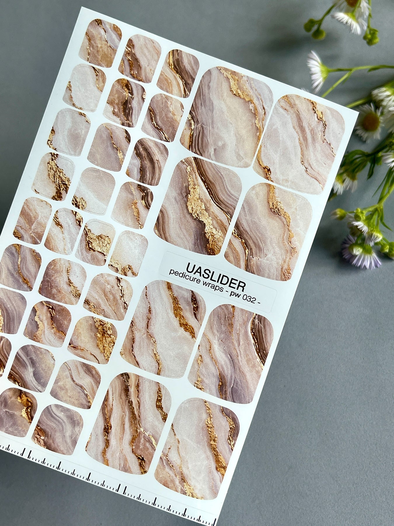 Marble Pedicure Nail Wraps — Dusty Pink & Taupe Watercolor Marble with Gold | PW-032 - UASLIDER