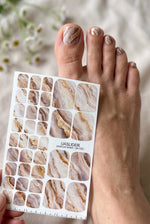 Marble Pedicure Nail Wraps — Dusty Pink & Taupe Watercolor Marble with Gold | PW-032 - UASLIDER