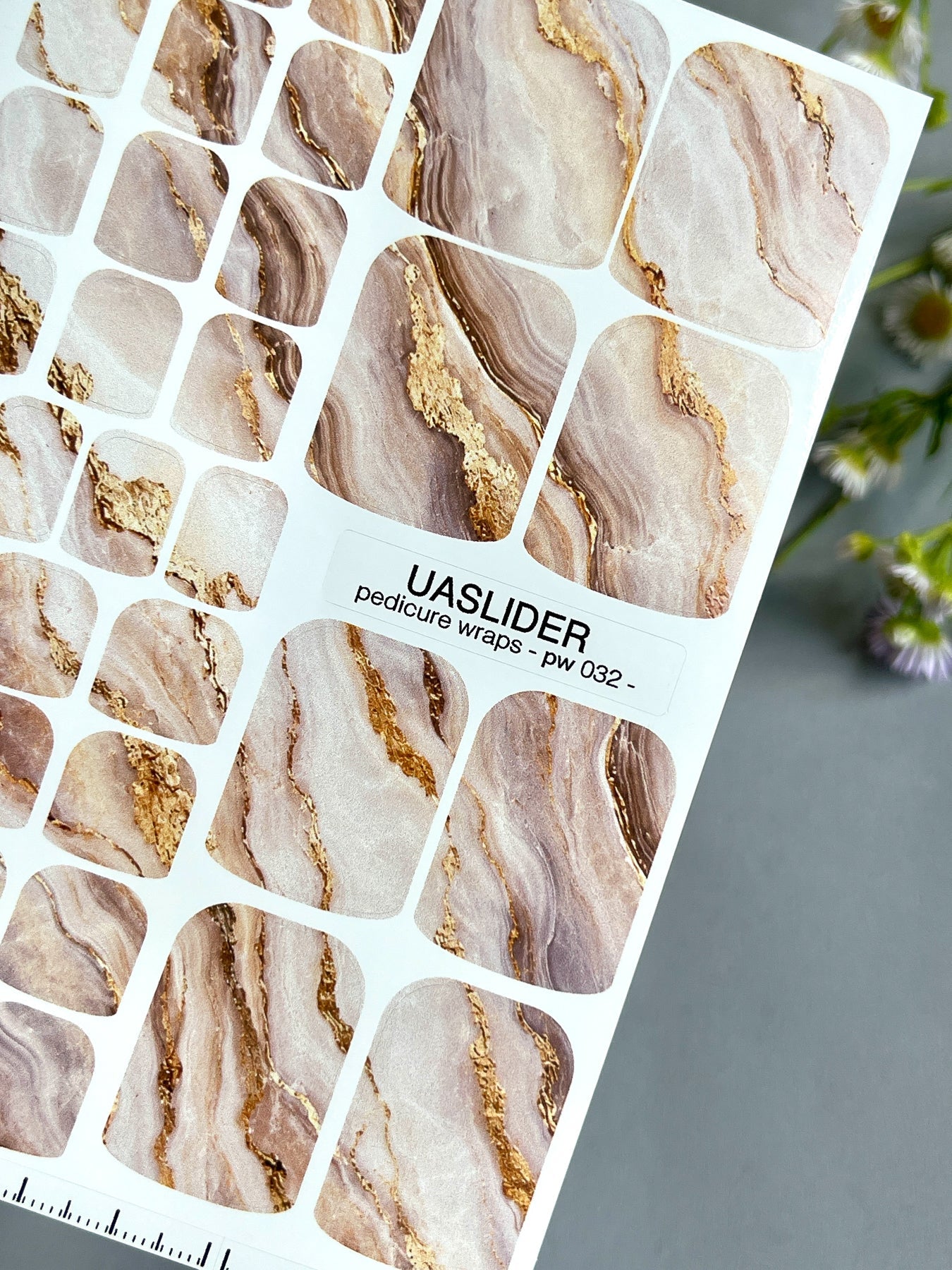 Marble Pedicure Nail Wraps — Dusty Pink & Taupe Watercolor Marble with Gold | PW-032 - UASLIDER