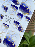 Marble Pedicure Nail Wraps — Navy & White Watercolor Glitter | MWC-018 - UASLIDER