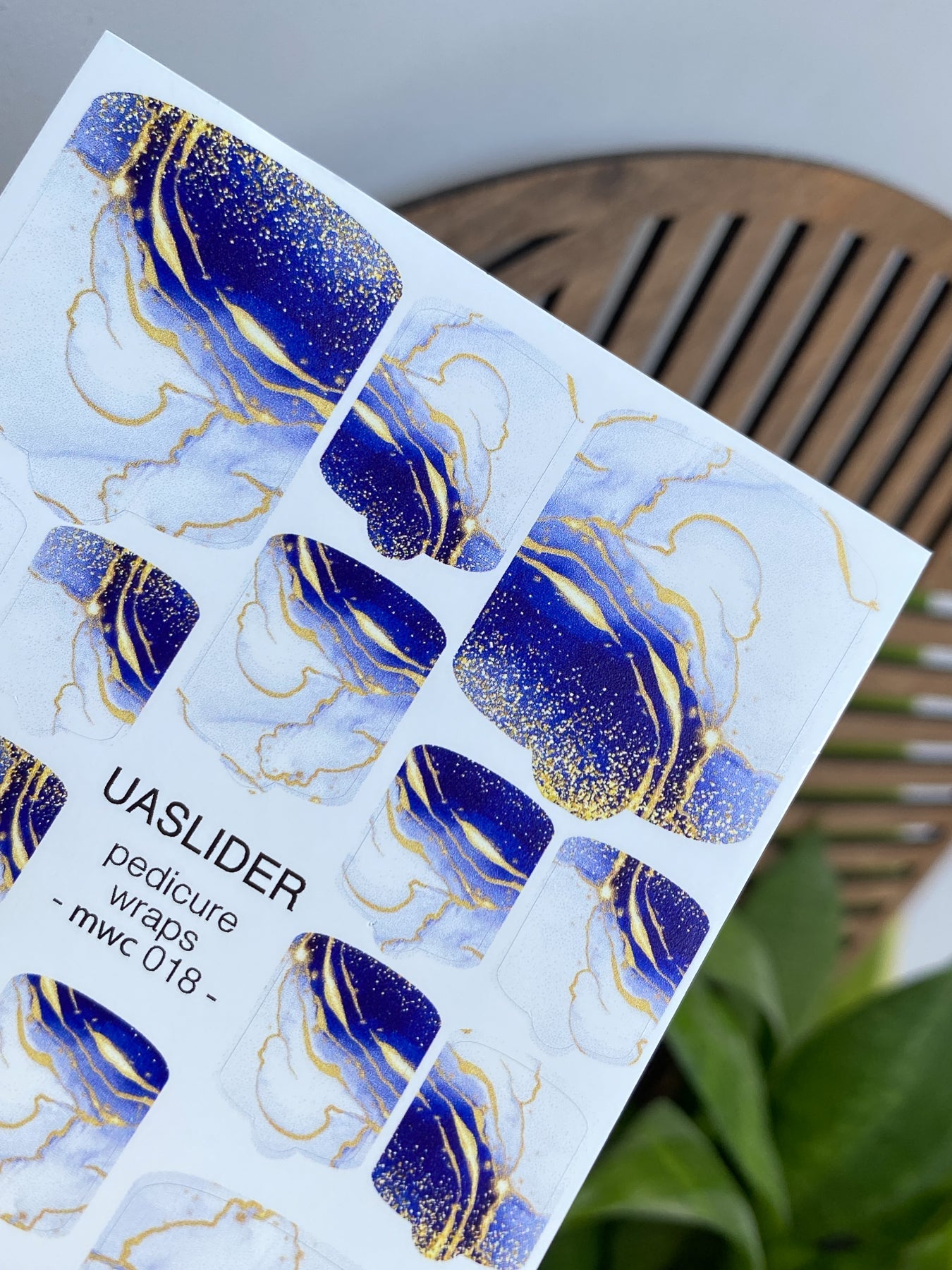 Marble Pedicure Nail Wraps — Navy & White Watercolor Glitter | MWC-018 - UASLIDER