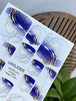 Marble Pedicure Nail Wraps — Navy & White Watercolor Glitter | MWC-018 - UASLIDER
