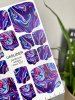 Marble Pedicure Nail Wraps — Neon Swirl on Dark Blue | MWC-037 - UASLIDER