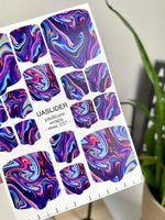 Marble Pedicure Nail Wraps — Neon Swirl on Dark Blue | MWC-037 - UASLIDER