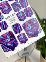 Marble Pedicure Nail Wraps — Neon Swirl on Dark Blue | MWC-037 - UASLIDER