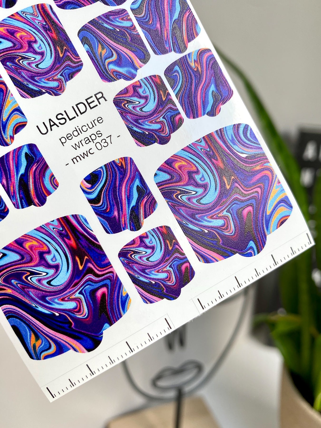 Marble Pedicure Nail Wraps — Neon Swirl on Dark Blue | MWC-037 - UASLIDER