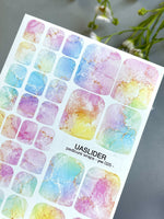 Marble Pedicure Nail Wraps — Pastel Rainbow Watercolor Marble with Gold | PW-025 - UASLIDER