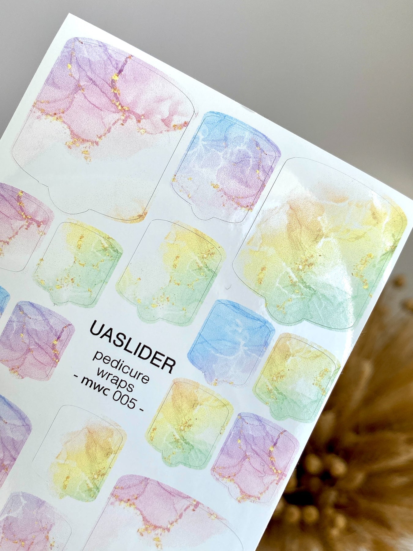 Marble Pedicure Nail Wraps — Pastel Rainbow Watercolor | MWC-005 - UASLIDER