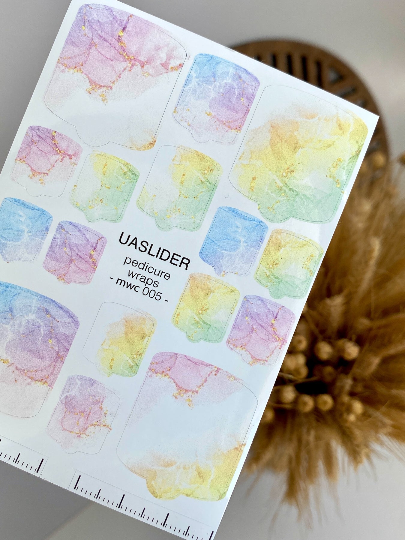 Marble Pedicure Nail Wraps — Pastel Rainbow Watercolor | MWC-005 - UASLIDER