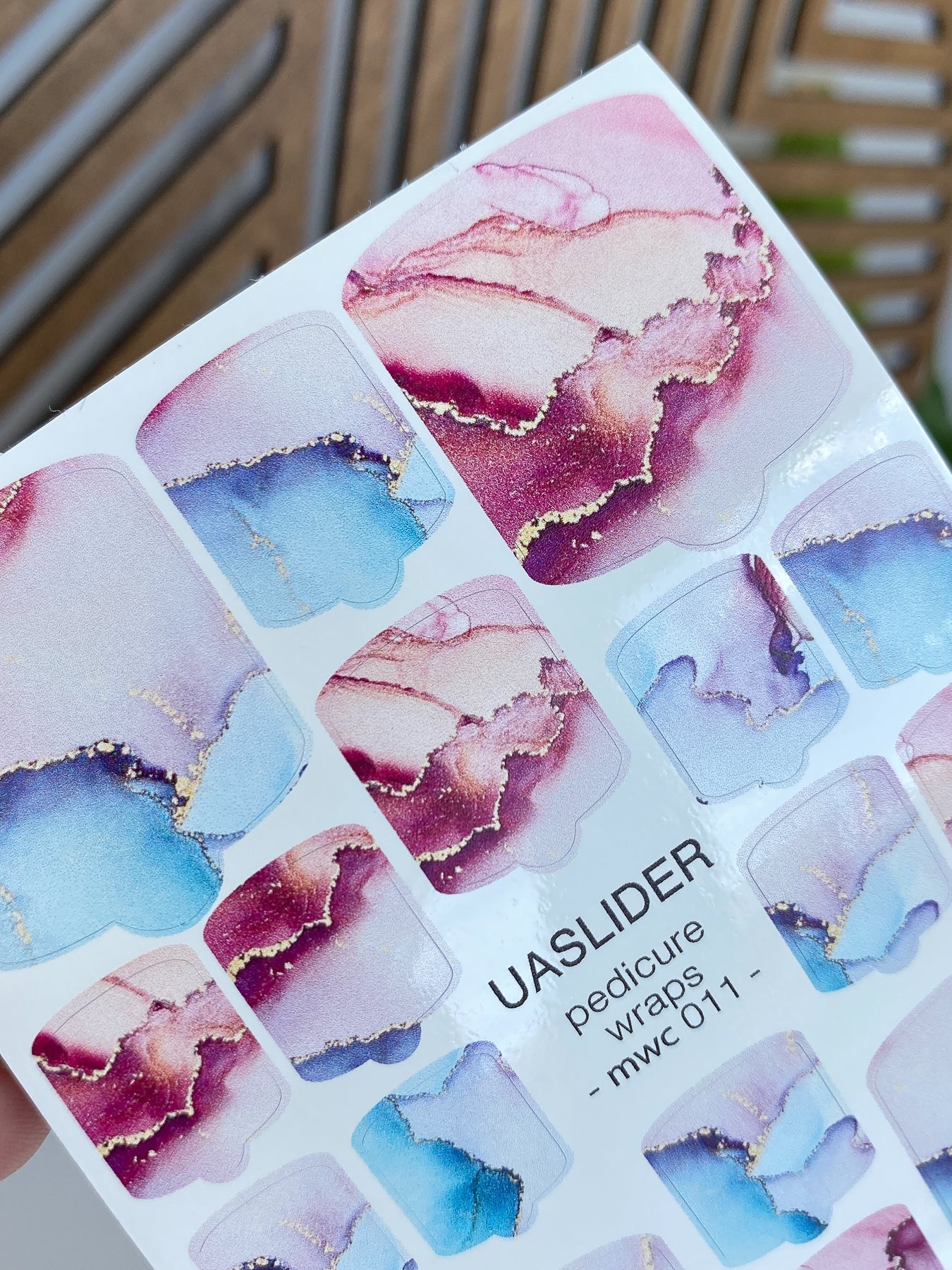Marble Pedicure Nail Wraps — Pink & Blue Watercolor | MWC-011 - UASLIDER