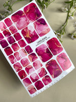 Marble Pedicure Nail Wraps — Pink & Magenta Watercolor Marble with Gold | PW-022 - UASLIDER