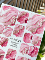 Marble Pedicure Nail Wraps — Pink Swirl & Glitter | MWC-016 - UASLIDER