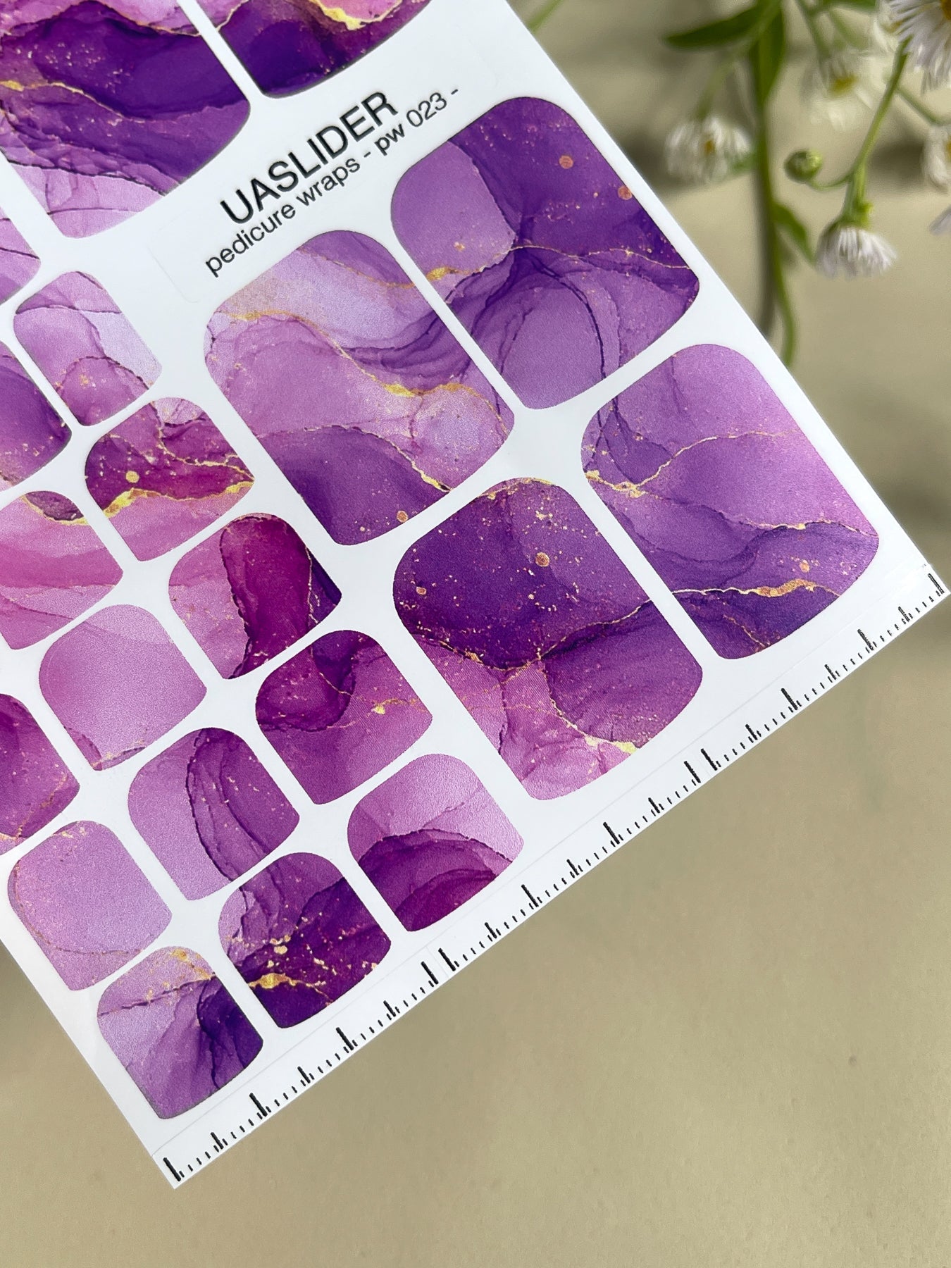 Marble Pedicure Nail Wraps — Purple & Lilac Watercolor Marble with Gold | PW-023 - UASLIDER