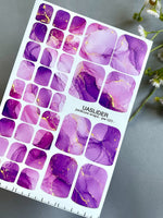 Marble Pedicure Nail Wraps — Purple & Lilac Watercolor Marble with Gold | PW-023 - UASLIDER