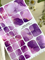 Marble Pedicure Nail Wraps — Purple & Lilac Watercolor Marble with Gold | PW-023 - UASLIDER