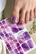 Marble Pedicure Nail Wraps — Purple & Lilac Watercolor Marble with Gold | PW-023 - UASLIDER