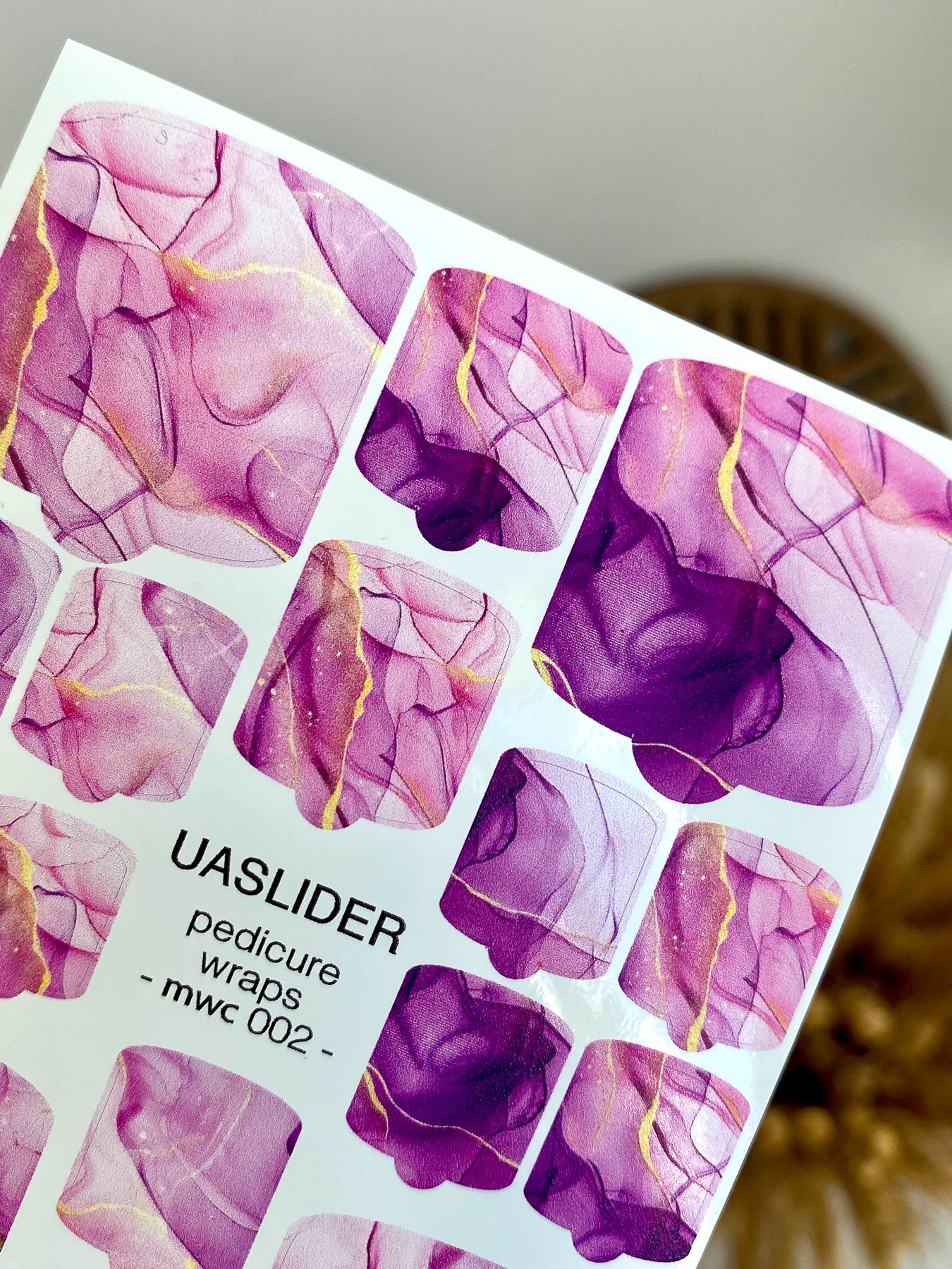 Marble Pedicure Nail Wraps — Purple & Mauve Ink Art | MWC-002 - UASLIDER