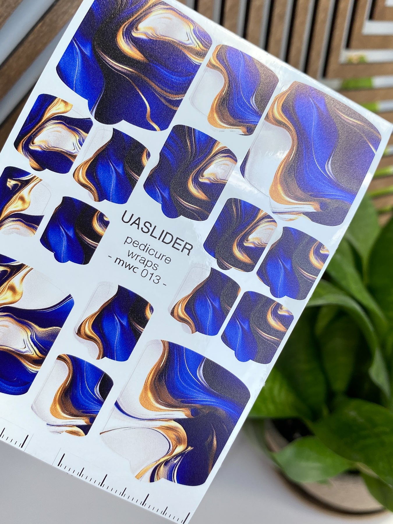 Marble Pedicure Nail Wraps — Royal Blue & Bronze Fluid Art | MWC-013 - UASLIDER