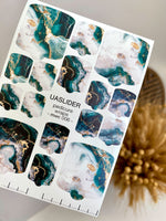 Marble Pedicure Nail Wraps — Teal & Stone Watercolor | MWC-006 - UASLIDER