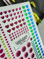 Metallic Heart Nail Decals — Rainbow Gradient Hearts | MC-040 - UASLIDER