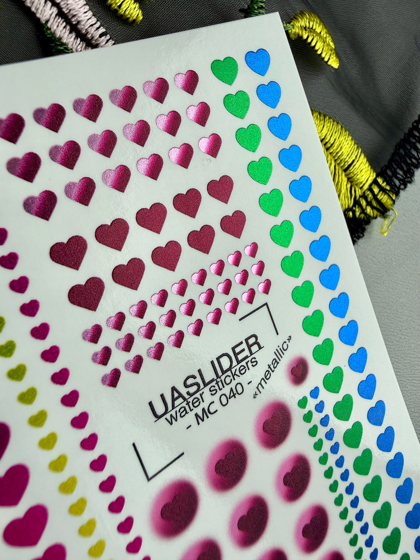 Metallic Heart Nail Decals — Rainbow Gradient Hearts | MC-040 - UASLIDER