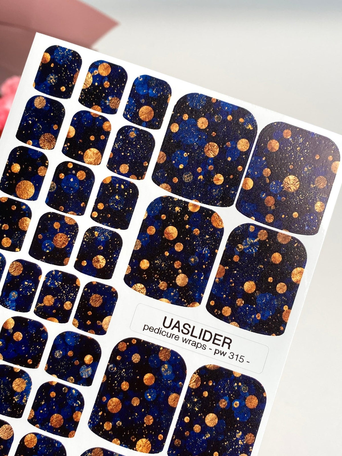 Midnight Blue Pedicure Wraps — Copper Dot Pattern | pw-315 - UASLIDER