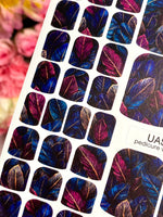 Midnight Leaves Pedicure Wraps — Blue & Magenta Botanical | pw-112 - UASLIDER