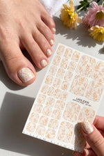 Minimalist Branch Pedicure Nail Wraps — Golden Sprigs on Marble | PW-061 - UASLIDER
