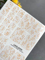 Minimalist Branch Pedicure Nail Wraps — Golden Sprigs on Marble | PW-061 - UASLIDER
