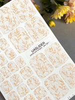 Minimalist Branch Pedicure Nail Wraps — Golden Sprigs on Marble | PW-061 - UASLIDER
