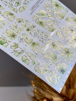 Mint Floral Pedicure Wraps — Gold Foil Outline | pwg-066 - UASLIDER