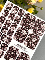 Monochrome Peony Pedicure Nail Wraps — Blush on Deep Brown | PW-057 - UASLIDER