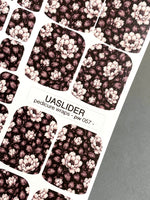 Monochrome Peony Pedicure Nail Wraps — Blush on Deep Brown | PW-057 - UASLIDER
