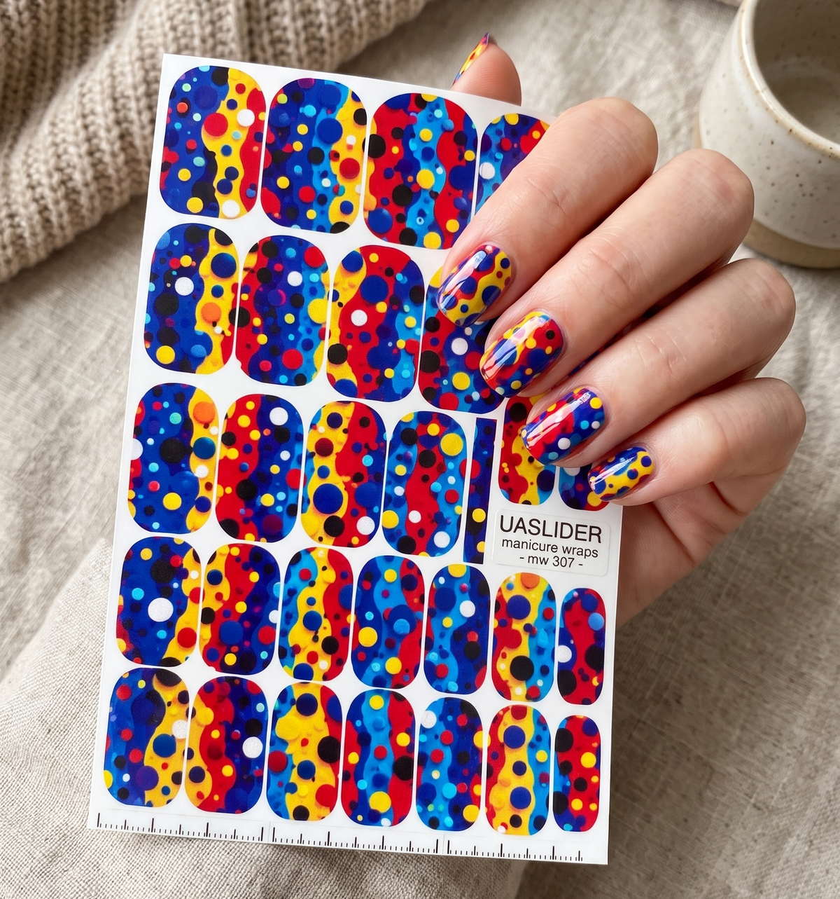 Colorful Dots Manicure Nail Wraps — Abstract Pop Art | mw-307